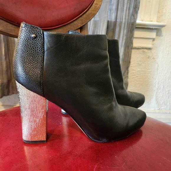 Sam Edelman Black Booties with Gold Heel - Picture 2 of 5